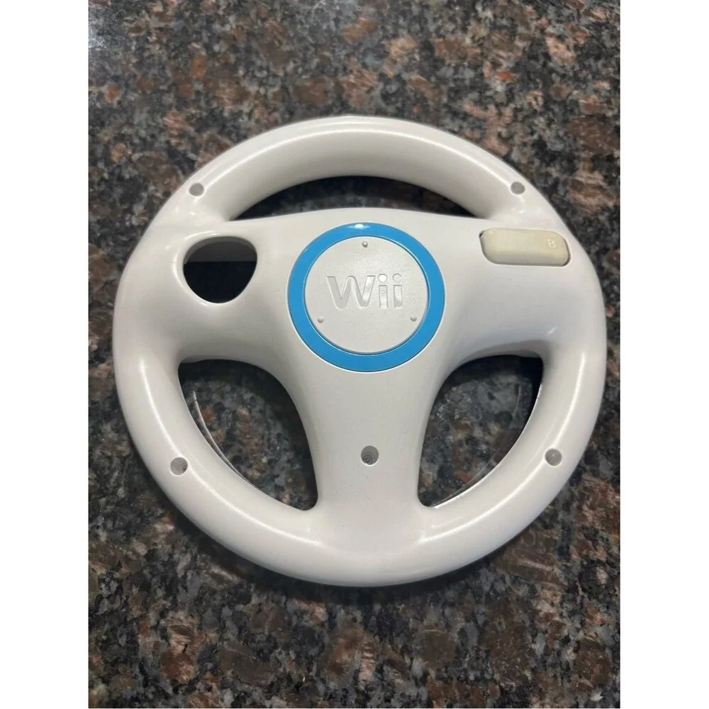 2X Official Nintendo Wii Steering Wheel Mario Kart OEM White RVL-024 Lot of 2
